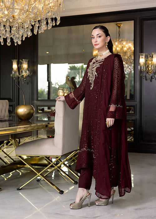 Rose Wood -  Embroidered Luxury Chiffon Unstitched 3Pc Suit