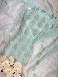Soft Chiffon – Fine Pearls Embroidery | 3PC (ice)