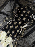 Soft Chiffon – Fine Pearls 3pcs unstich Dress (black)