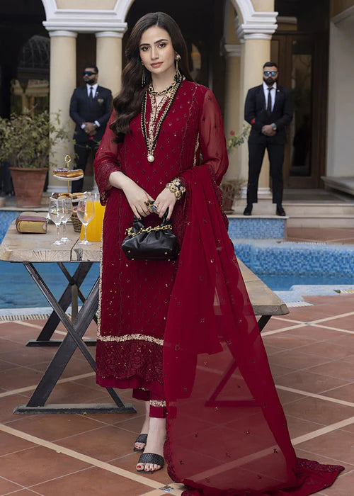 Noor - Embroidered Luxury Chiffon Unstitched 3Pc Suit