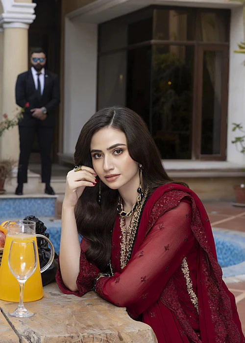 Noor - Embroidered Luxury Chiffon Unstitched 3Pc Suit