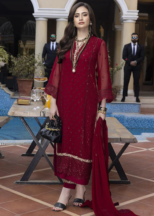 Noor - Embroidered Luxury Chiffon Unstitched 3Pc Suit