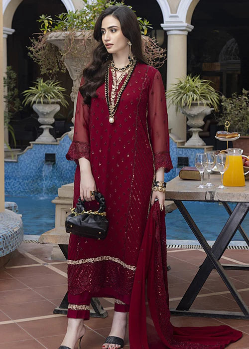 Noor - Embroidered Luxury Chiffon Unstitched 3Pc Suit
