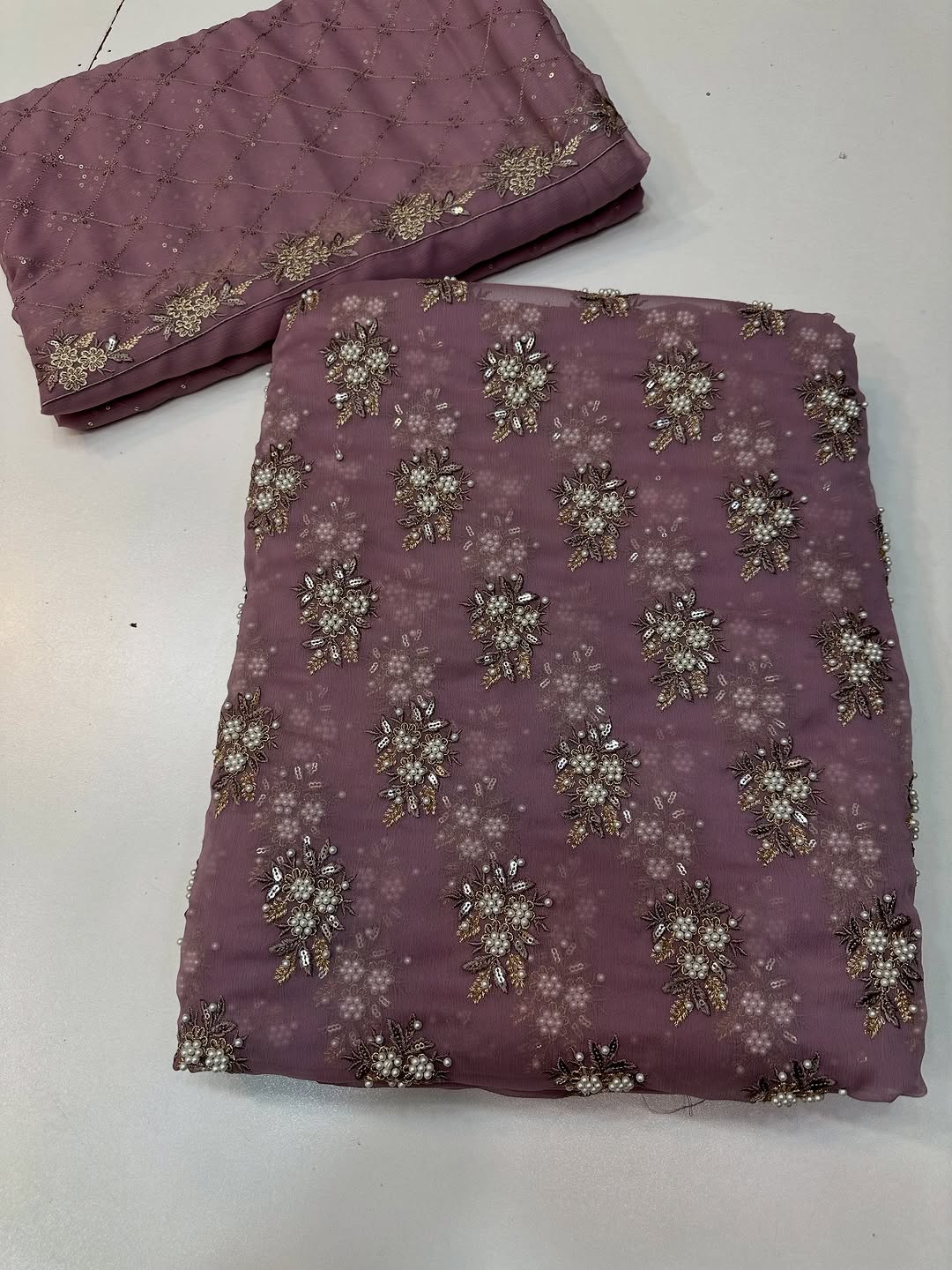 Soft Chiffon – Fine Pearls Embroidery | 3PC (peyazi )